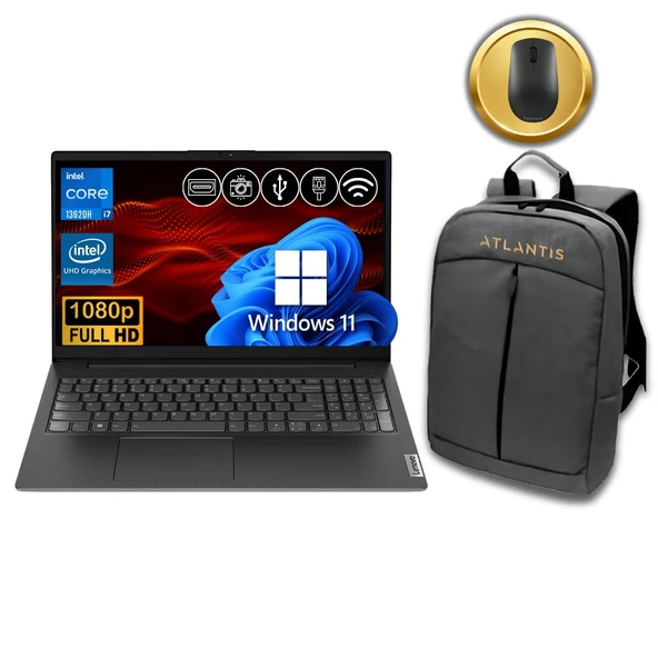 Lenovo V15  i7-13620H 24GB 2TB M.2 SSD 83A100QRTR ATL56  15.6" W11Pro Notebook & Mouse+Çanta ürün görseli 1