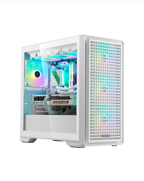 SEGOTEP Radiant Beyaz 750W 80+ Bronze Midi Tower Kasa (Rainbow Fan) - Resim 2
