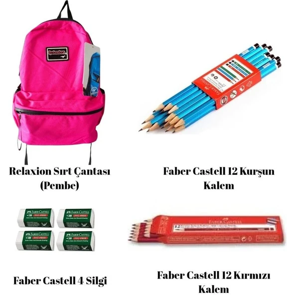 Okul Seti ( Sırt Çantası - 12 Kurşun Kalem - 12 Kırmızı Kalem- 4 Silgi ) ürün görseli
