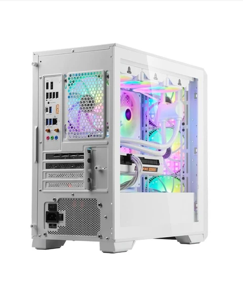 SEGOTEP Radiant Beyaz 750W 80+ Bronze Midi Tower Kasa (Rainbow Fan) - Resim 4