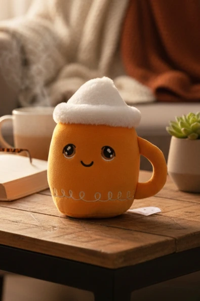 Peluş Kahve Bardağı Kupa Hediyelik Yastık Yumuşak Dekoratif Oyuncak - 2