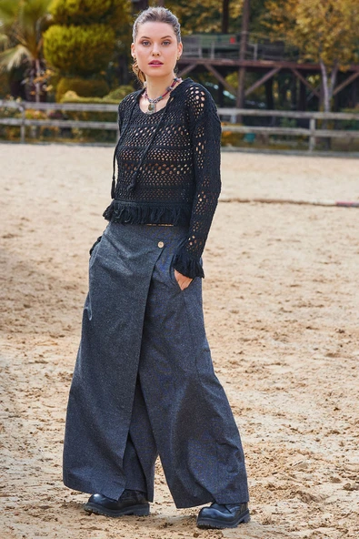 Anvelop Etek Cepli Bol Paça Pantolon - 4