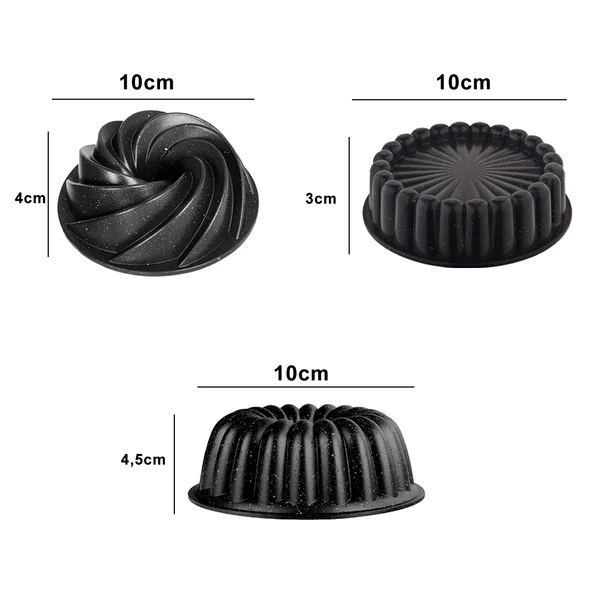 Mini Trio Döküm 3 Parça Mini Kek Kalıbı - Resim 5