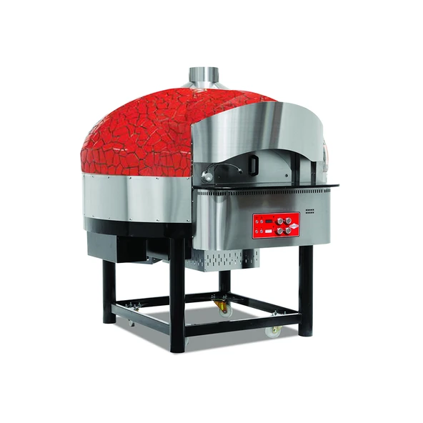 Empero EMP.SPO.02-RB-LPG Gazlı Döner Tabanlı Pizza Fırını 9 Pizza Kapasiteli - Kırmızı, Siyah LPG'li ürün görseli