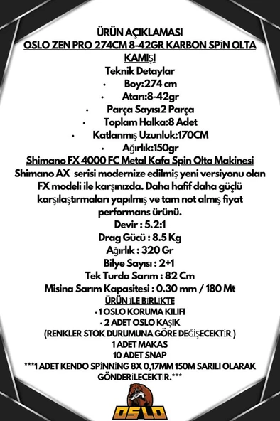 Shimano FX 4000 Oslo Zen Pro 274cm 8-42gr 8 Örgü Spin Olta Seti - 2