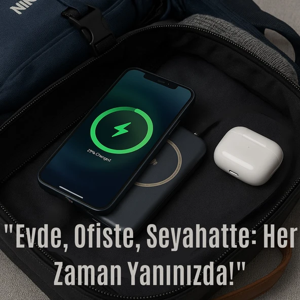 5000 mAh Kablosuz Şarjlı Powerbank  20W Hızlı Şarj, Taşınabilir Şarj Cihazı - 5