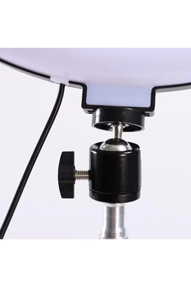 LED Işıklı Telefon Tutuculu Masaüstü Tripod  Canlı Yayın, Video ve Makyaj İçin Halkalı Ring Light - 6
