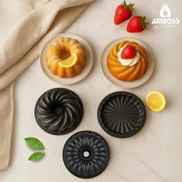 Mini Trio Döküm 3 Parça Mini Kek Kalıbı ürün görseli 1