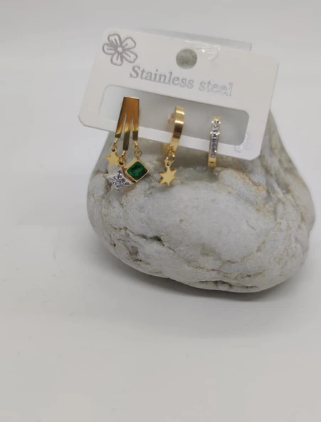 3lü Çelik Küpe ürün görseli