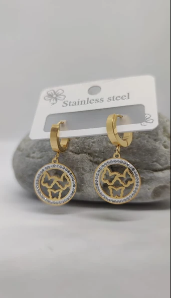 Kelebekli Halka Çelik Küpe ürün görseli