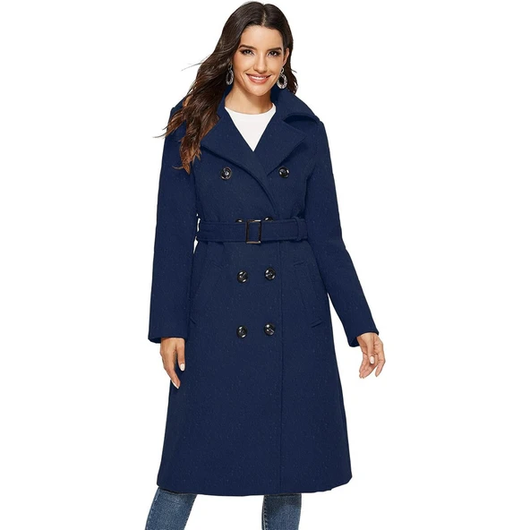 Aksesuar Detaylı Kaşe Kaban Kemerli - Resim 2