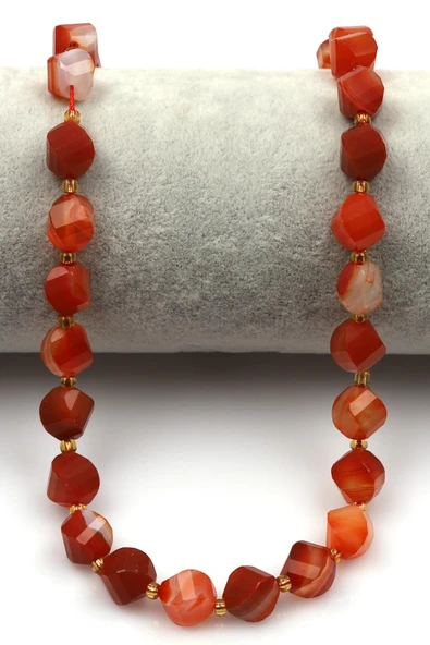 Turuncu Akik Doğal Taş Dizi 8 x 9 mm Burgu Kesim - Resim 2