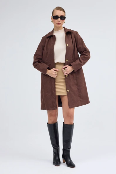 Dikiş Detaylı Tasarım Kaşe Kaban - Resim 6