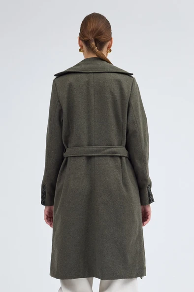 Kemer Detaylı Aksesuarlı Kaşe Kaban - 4