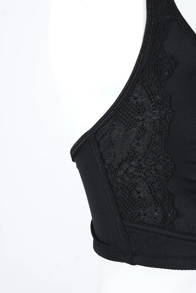 Siyah Dantel Detaylı Toparlayıcı Sütyen - Resim 2
