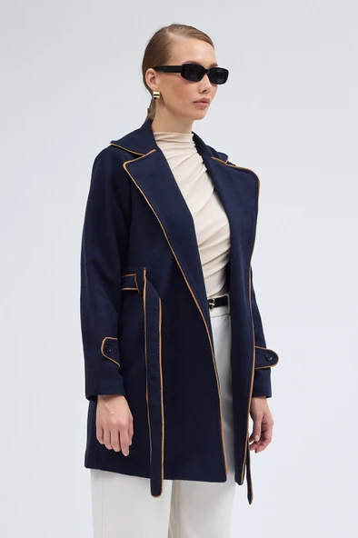 Kaban ve Kemer Kaşe Kadın Şık Yaka - Resim 4