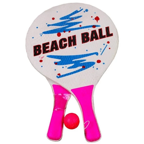 Beach Ball Tahta Raket - 3394 - Pembe ürün görseli
