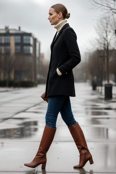 Tasarım Yaka Kısa Boy Kaşe Kaban - Resim 5