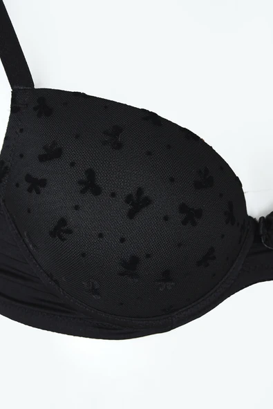 Siyah Bow Desteksiz Sütyen - Resim 2