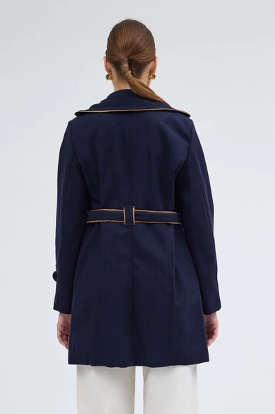 Kaban ve Kemer Kaşe Kadın Şık Yaka - Resim 4