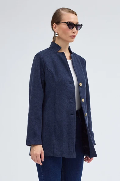 Tasarım Yaka Kısa Boy Kaşe Kaban - 7