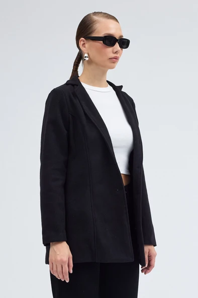 Tasarım Yaka Kısa Boy Kaşe Kaban - 4