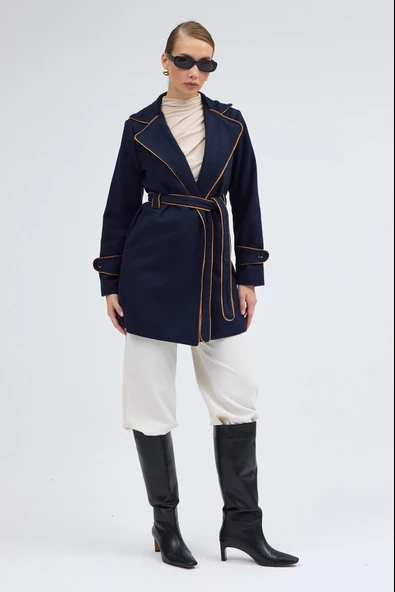 Kaban ve Kemer Kaşe Kadın Şık Yaka - Resim 7