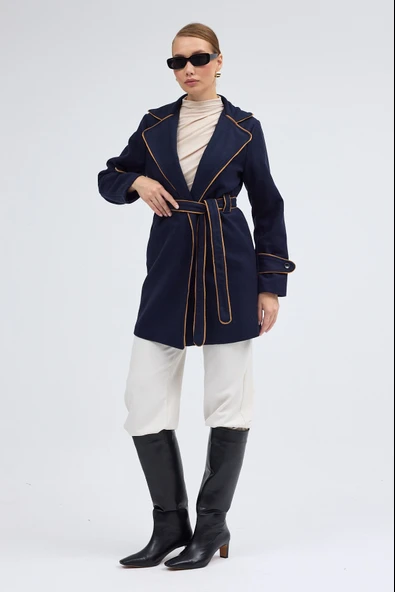 Kaban ve Kemer Kaşe Kadın Şık Yaka - Resim 8