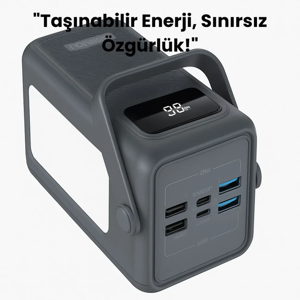 50.000 mAh Taşınabilir Powerbank  22.5W Hızlı Şarj, Çoklu USB & Type-C Çıkışlı, LED Işıklı, Dijital Ekranlı - 4
