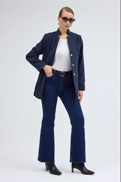 Tasarım Yaka Kısa Boy Kaşe Kaban - 3