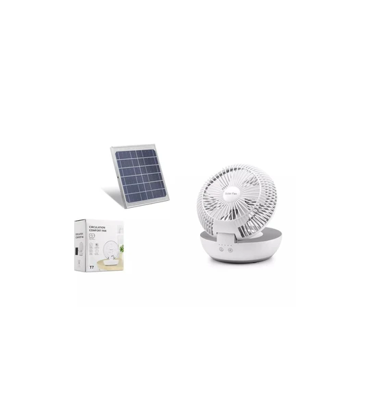 Hadron Hs-T7 Masa Üstü Vantilatör Güneş Enerjili 19cm Beyaz +  Gece Lambası
