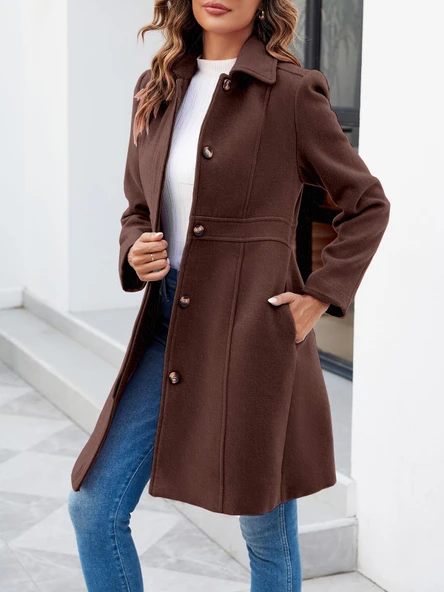 Dikiş Detaylı Tasarım Kaşe Kaban ürün görseli 1