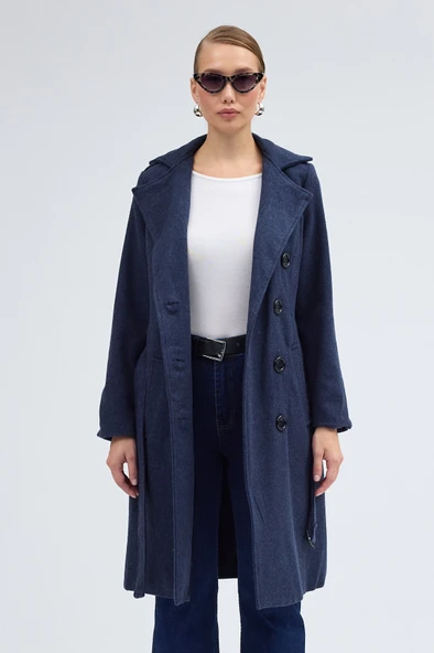 Aksesuar Detaylı Kaşe Kaban Kemerli - 2