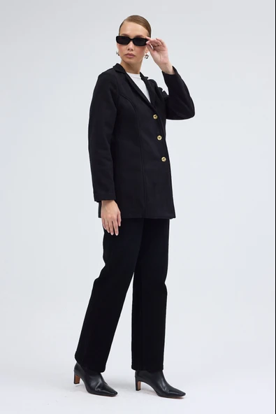 Tasarım Yaka Kısa Boy Kaşe Kaban