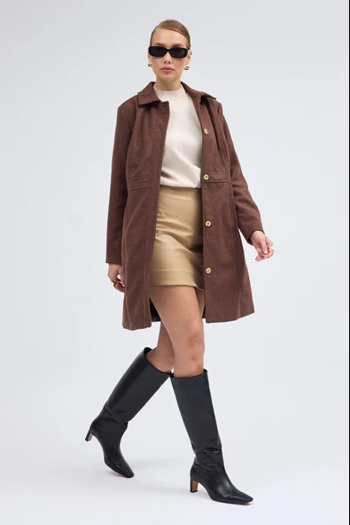 Dikiş Detaylı Tasarım Kaşe Kaban - Resim 5