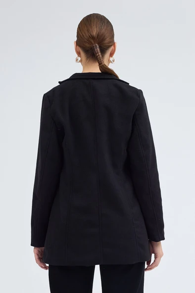 Tasarım Yaka Kısa Boy Kaşe Kaban - 5