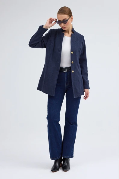 Tasarım Yaka Kısa Boy Kaşe Kaban - 4