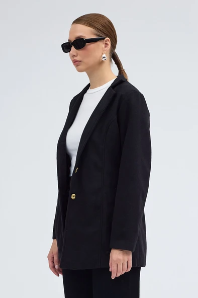 Tasarım Yaka Kısa Boy Kaşe Kaban - 3