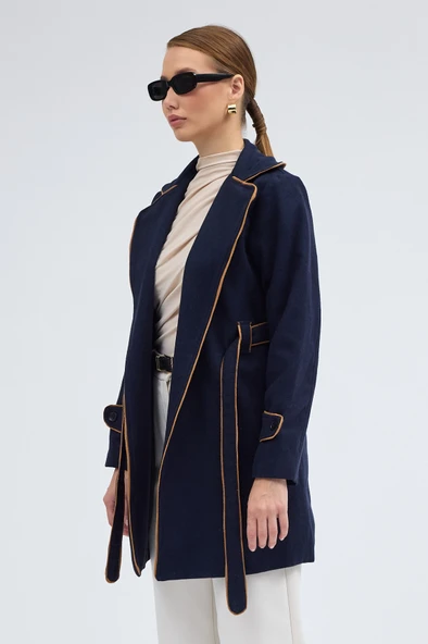 Kaban ve Kemer Kaşe Kadın Şık Yaka - Resim 2