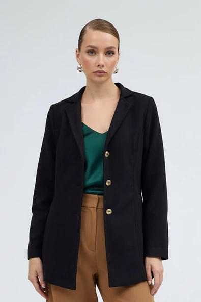 Tasarım Yaka Kısa Boy Kaşe Kaban ürün görseli 1