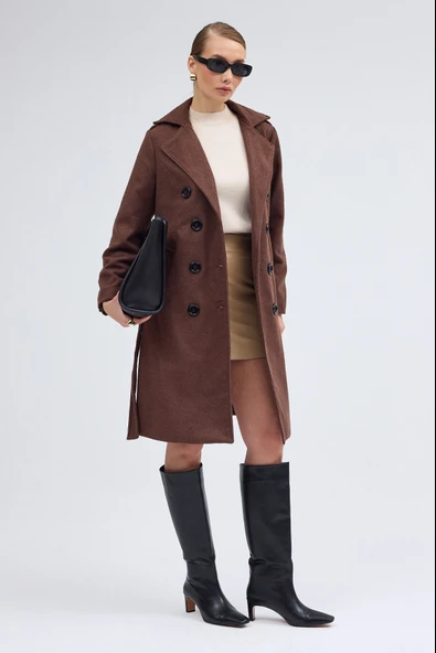 Kemer Detaylı Aksesuarlı Kaşe Kaban ürün görseli 1