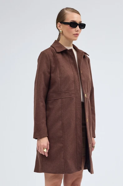 Dikiş Detaylı Tasarım Kaşe Kaban - Resim 4