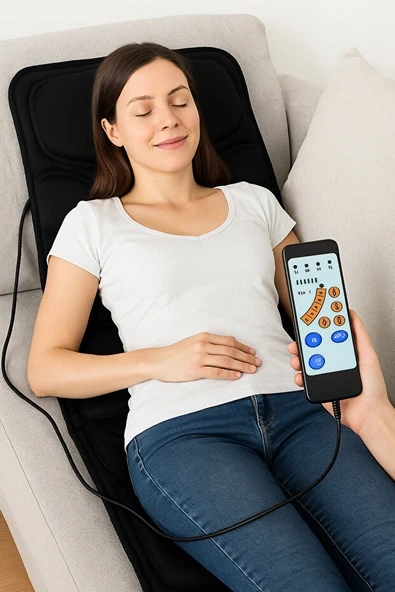 Tüm Vücut Titreşimli Masaj Matı Isıtmalı, Katlanabilir, Uzaktan Kumandalı, 174x60 cm - 4