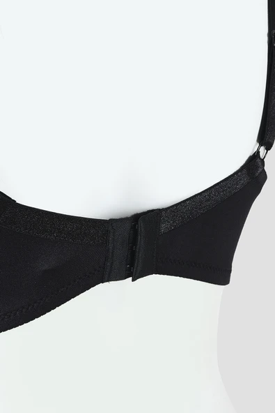 Siyah Bow Hafif Destekli Sütyen - Resim 3