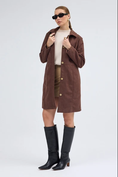 Dikiş Detaylı Tasarım Kaşe Kaban - Resim 7