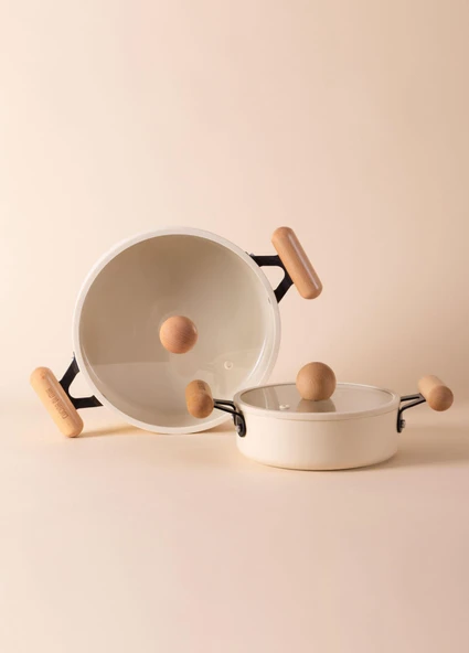 The Mia Cucina Di Mia İndüksiyon Tabanlı Seramik Tencere Seti 4 Parça - Resim 6