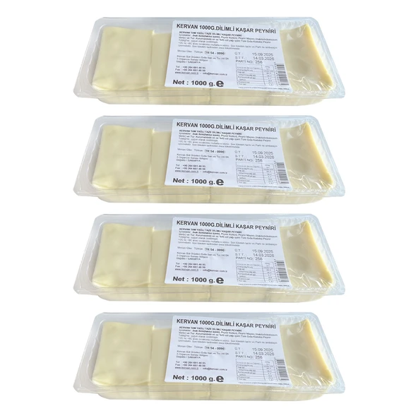 Kervan Dilimli Kaşar Peyniri 1000 gr x 4 Adet
