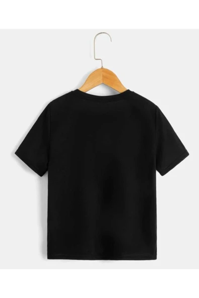Oversize Siyah Çizgisel Yüz Baskılı T-shirt - Resim 2