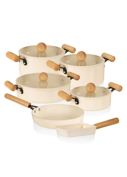 The Mia Cucina Di Mia İndüksiyon Tabanlı Seramik Tencere Tava Seti 10 Parça ürün görseli