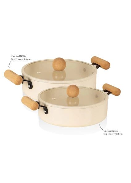 The Mia Cucina Di Mia İndüksiyon Tabanlı Seramik Tencere Seti 4 Parça - Resim 2